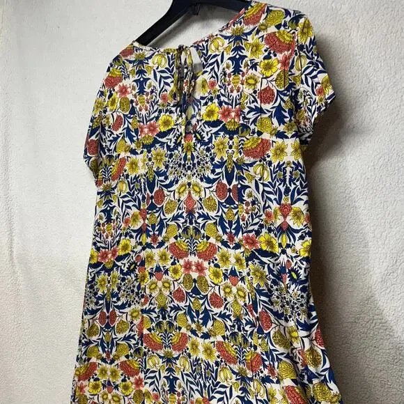 H&M Boho Floral Mini Dress Size 8 Flowy Viscose Shift Dress - Picture 3 of 8
